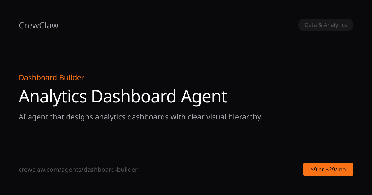 Analytics Dashboard Agent AI Agent Template — Dashboard Builder | CrewClaw
