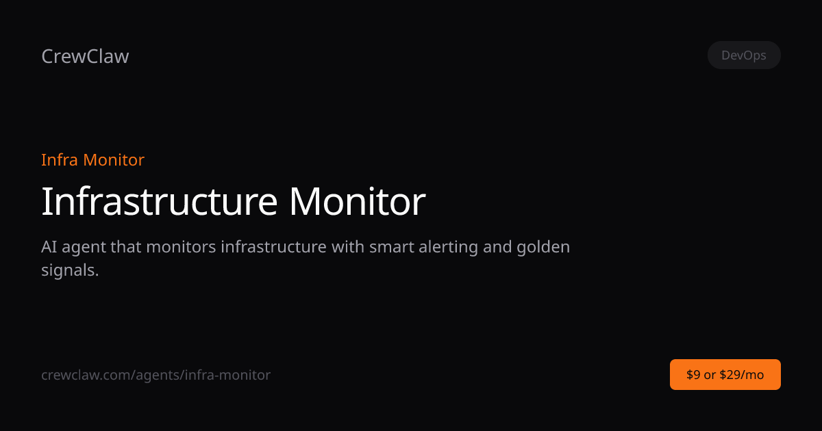 Infrastructure Monitor AI Agent Template — Infra Monitor | CrewClaw