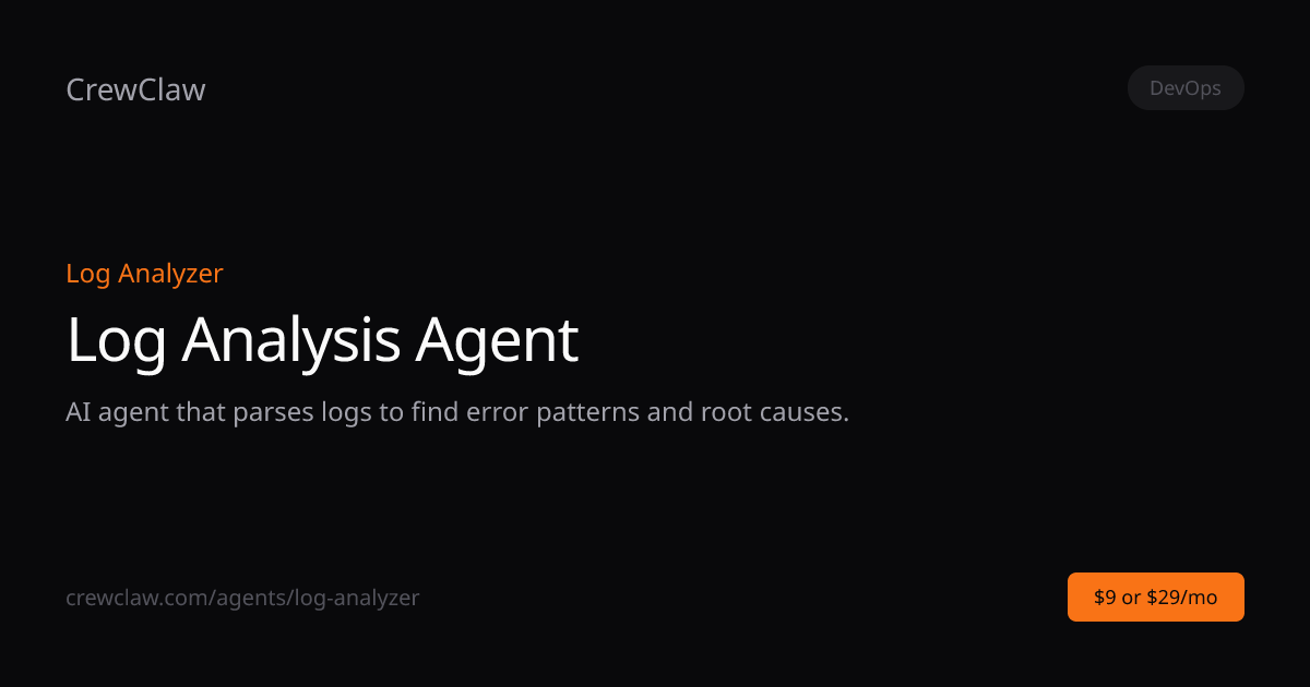 Log Analysis Agent AI Agent Template — Log Analyzer | CrewClaw